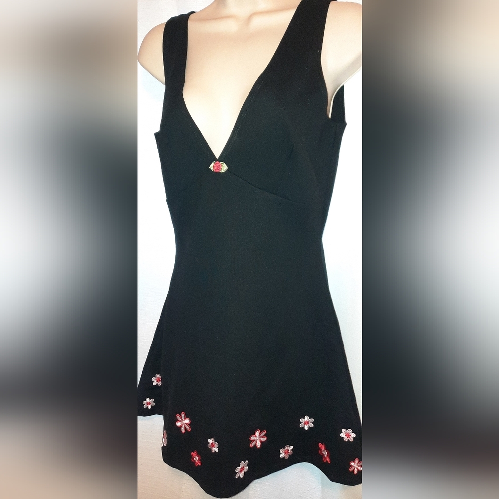 dELiA*s Black Mini Dress with Pink & Red Floral Accents - Picture 12 of 13